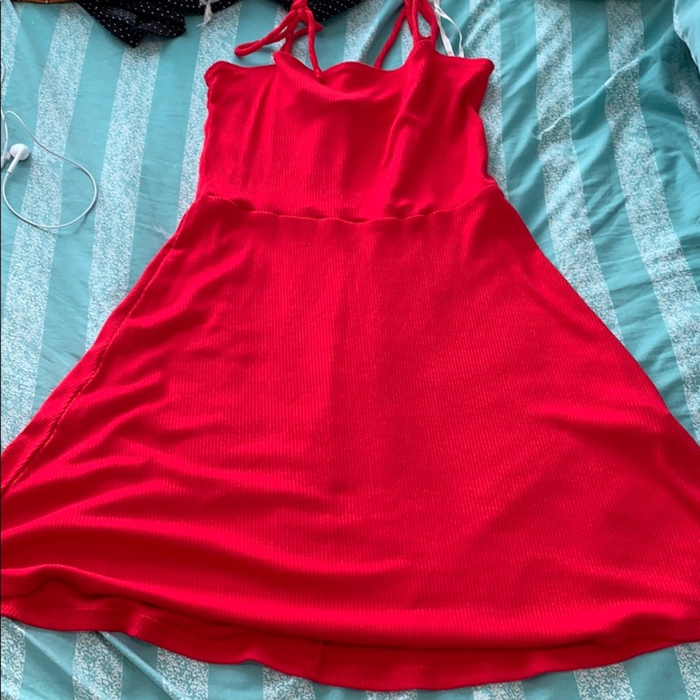 A red casual dress